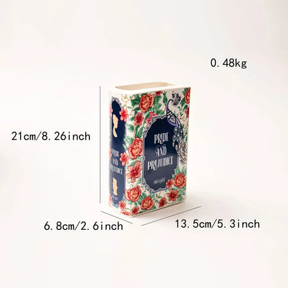 Elevate Your Home Decor with Our Unique Square Painted Floral Ceramic Vase - Perfect for Tabletop Arrangements!