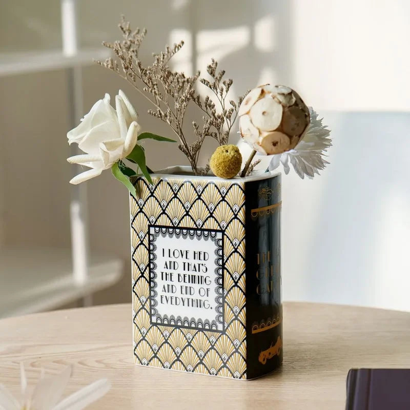 Elevate Your Home Decor with Our Unique Square Painted Floral Ceramic Vase - Perfect for Tabletop Arrangements!
